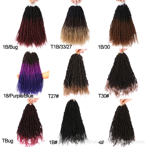 Hot Selling 18''Pure Ombre Color Passion Spring Twist Synthetic Hair Fiber Long Soft Crochet Braids Passion Twist Hair Extension